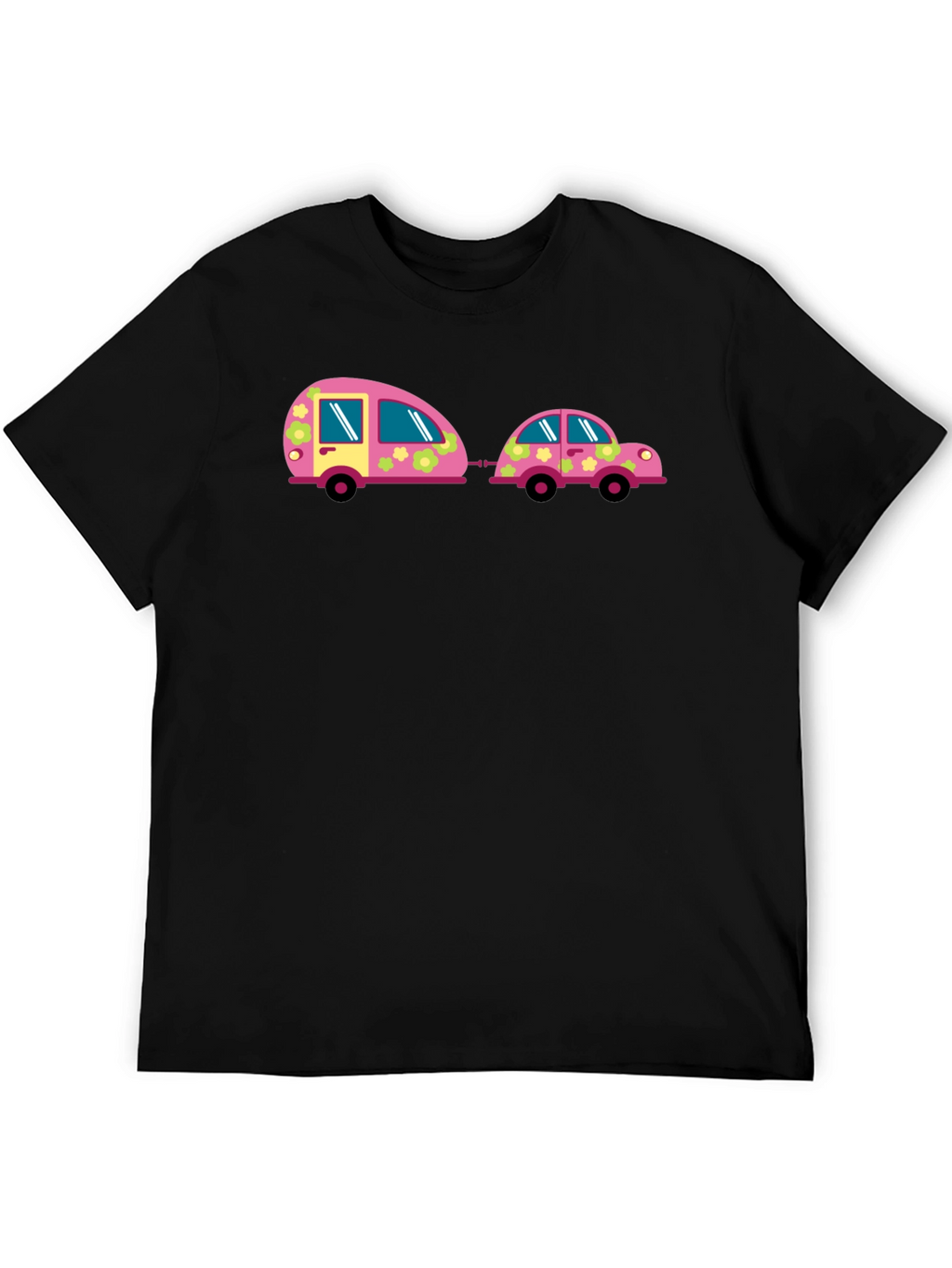 Funky Car and Camper Black T-Shirt