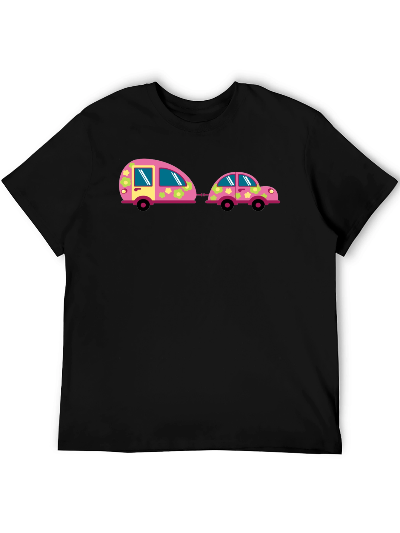 Funky Car and Camper Black T-Shirt