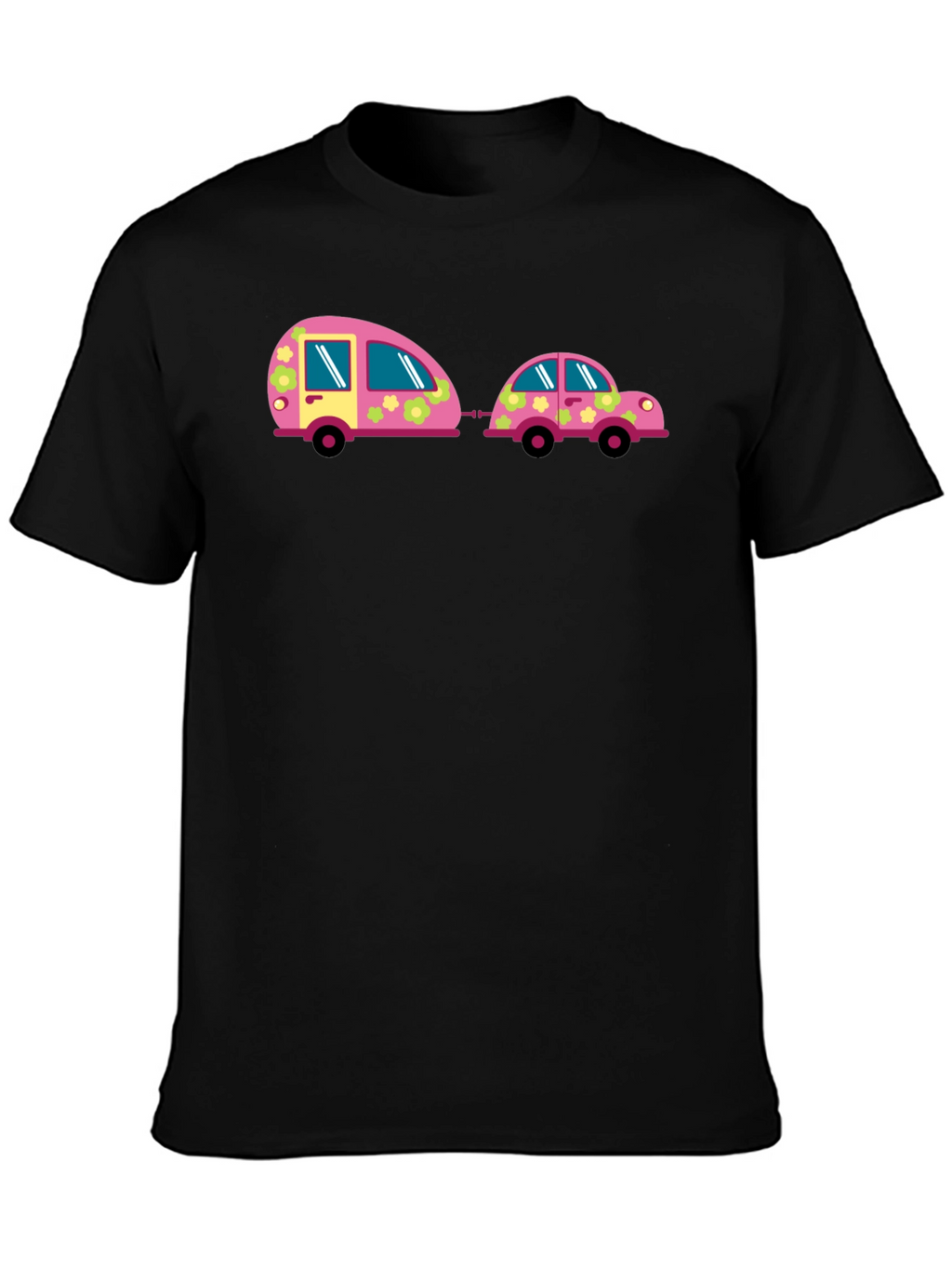 Funky Car and Camper Black T-Shirt