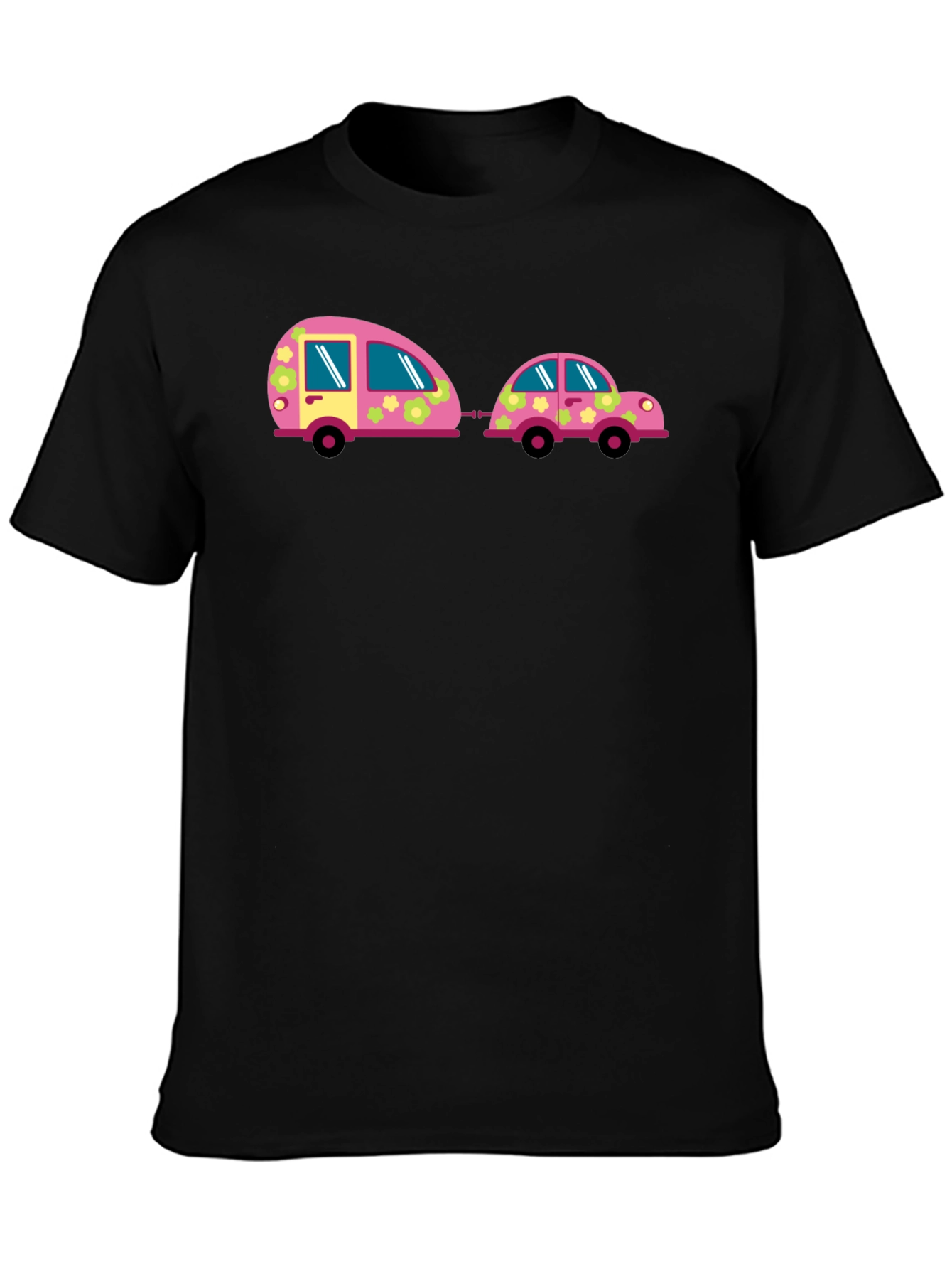 Funky Car and Camper Black T-Shirt
