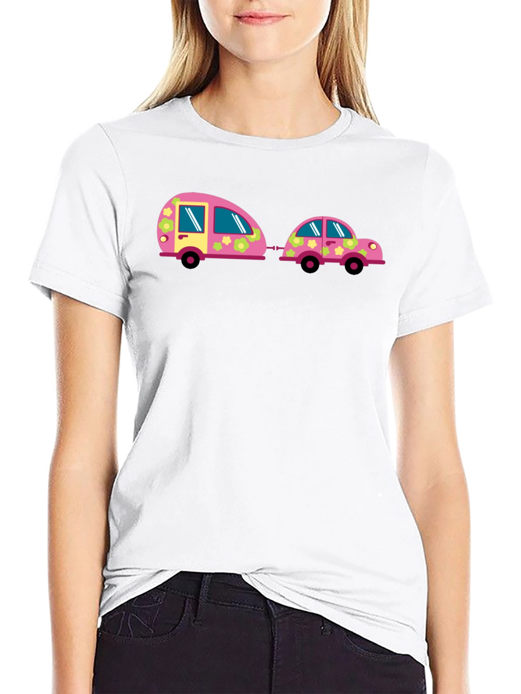 Funky Car and Camper Black T-Shirt
