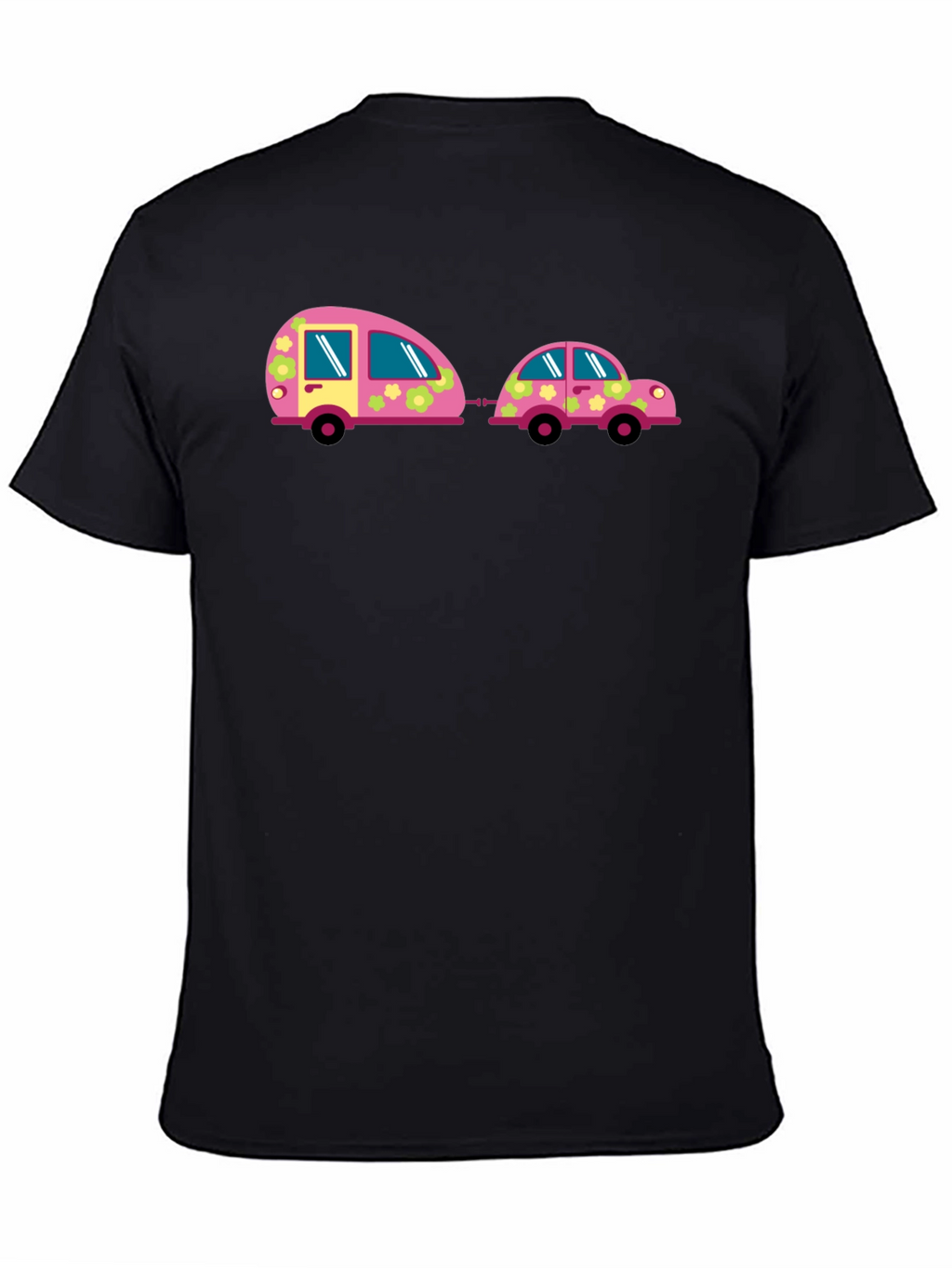 Funky Car and Camper Black T-Shirt