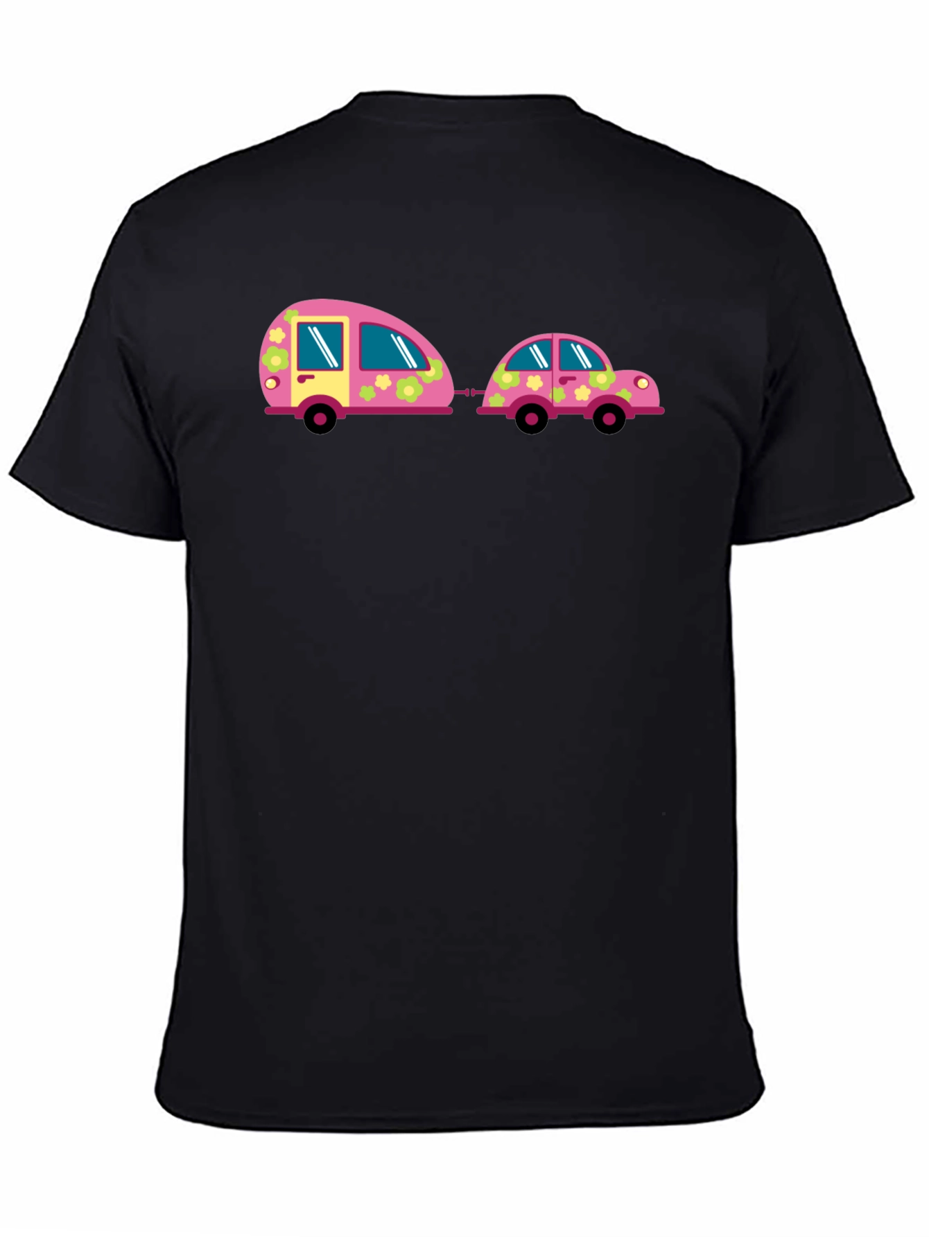 Funky Car and Camper Black T-Shirt
