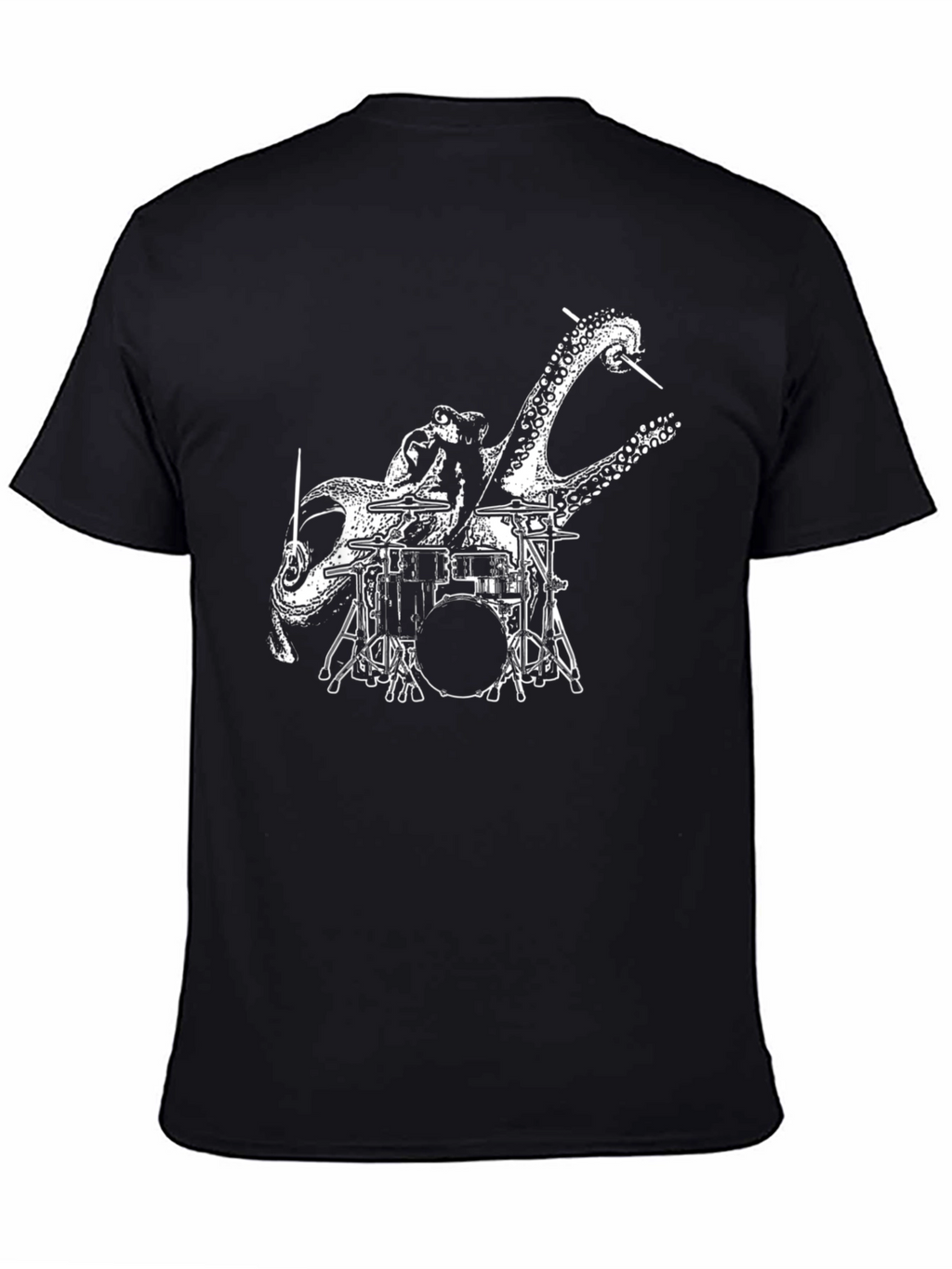 Octopus Drummer Graphic T-Shirt - Black