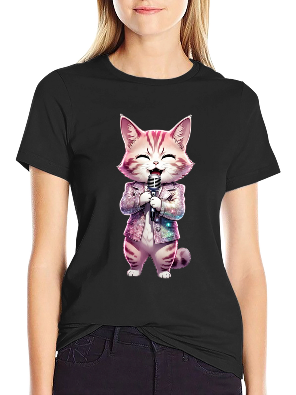 Singing Cat Graphic Tee - Funky Style