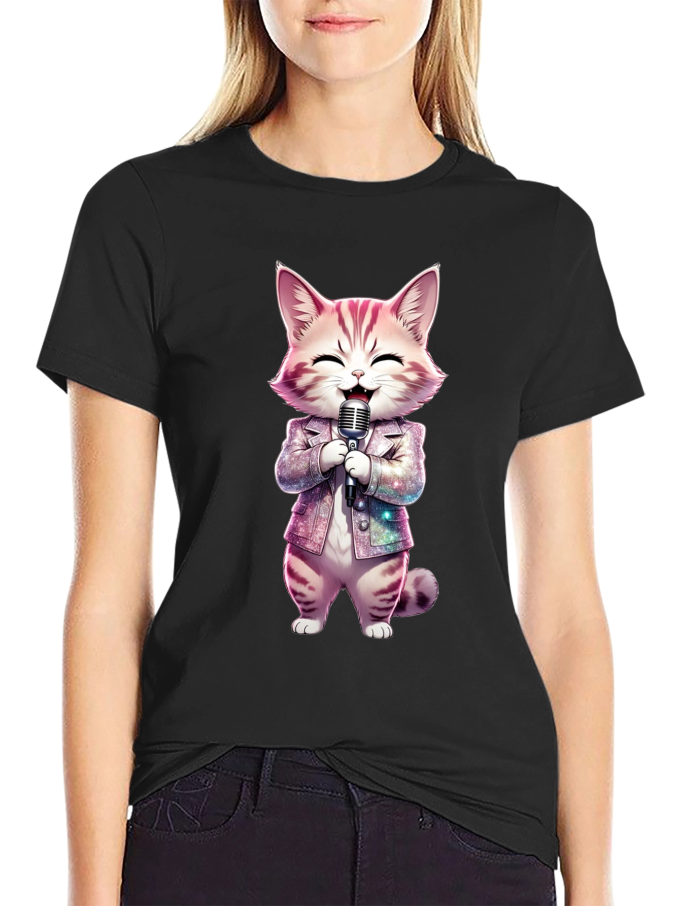 Singing Cat Graphic Tee - Funky Style