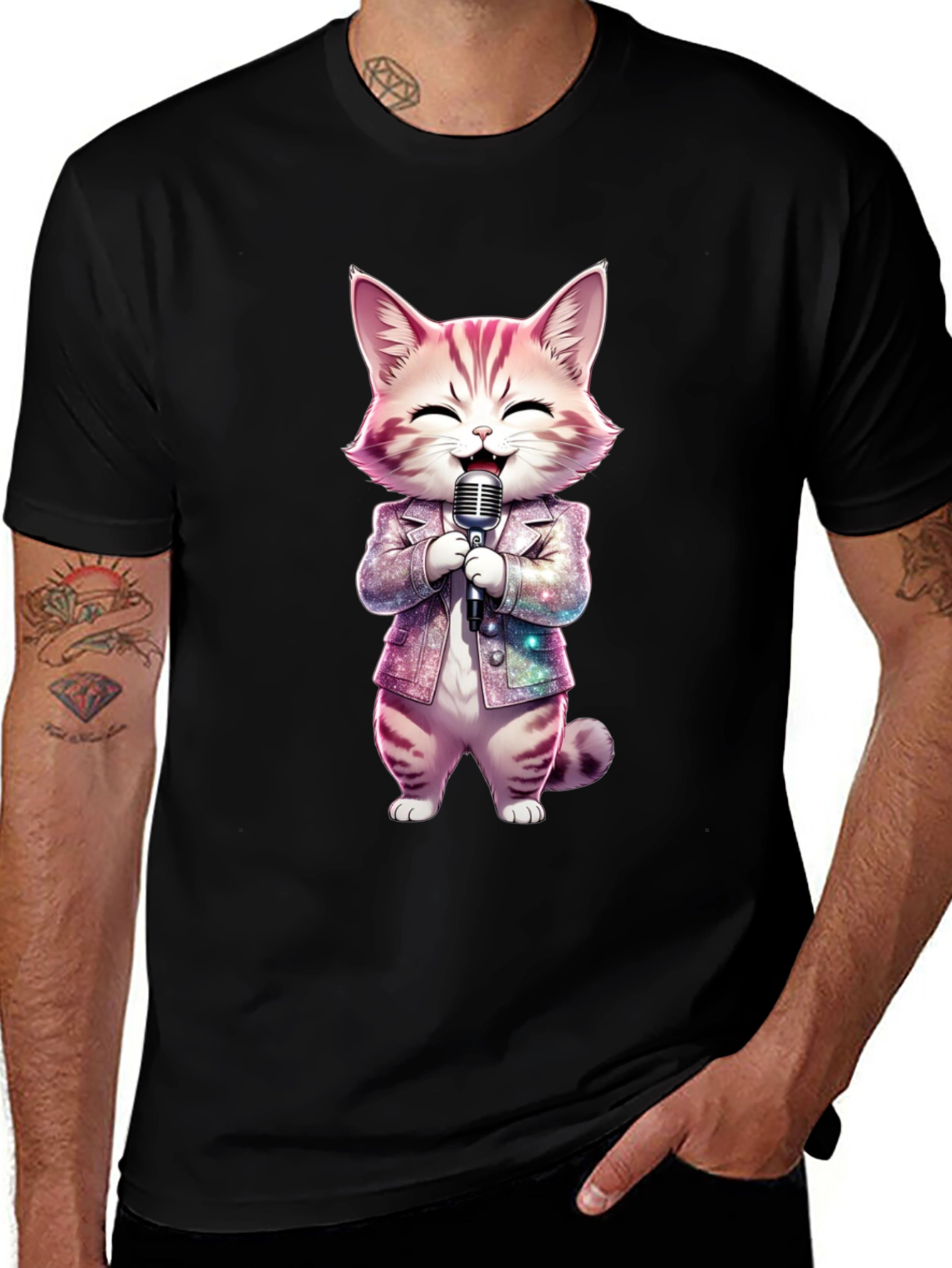 Singing Cat Graphic Tee - Funky Style