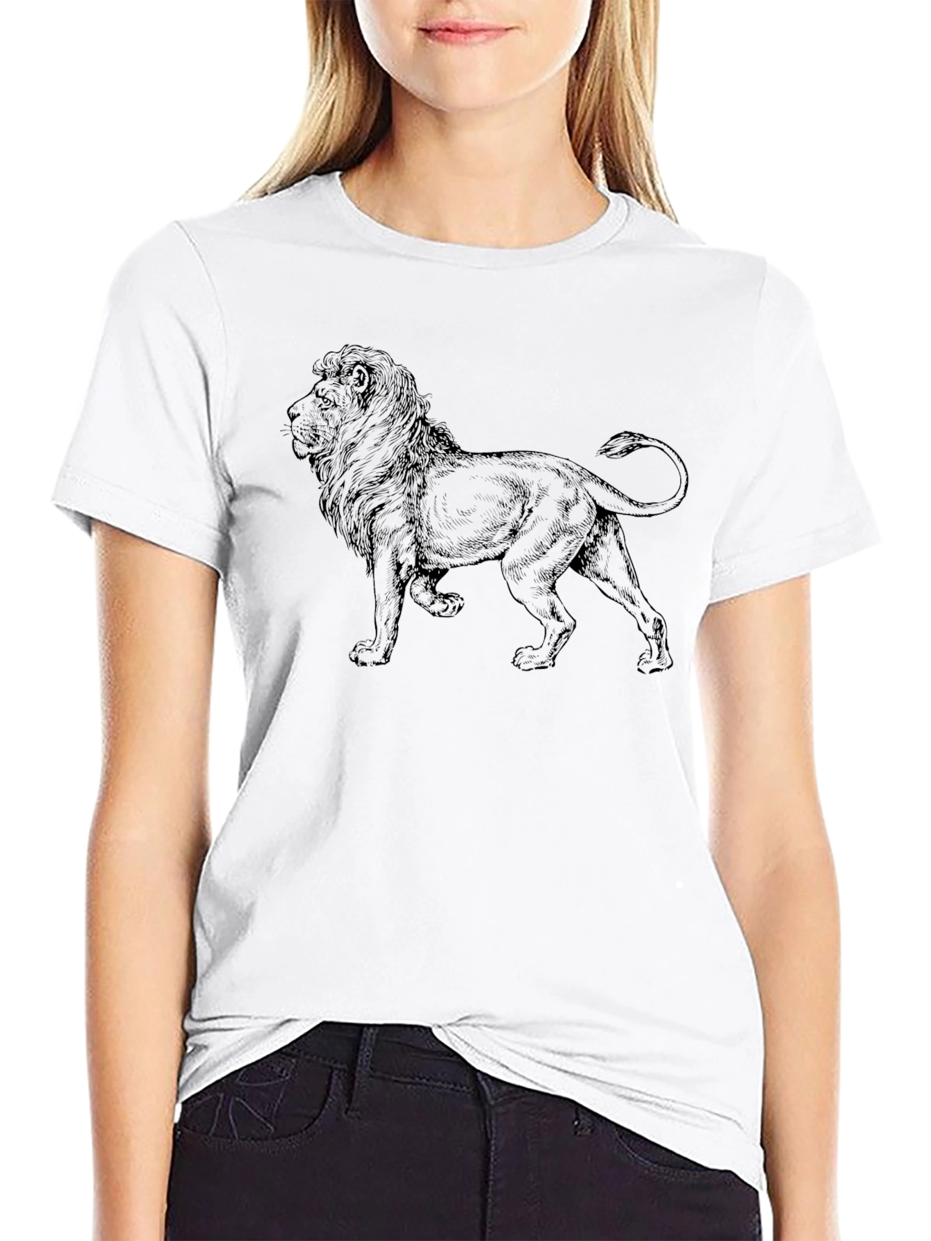 Lion Graphic Black T-Shirt for Men
