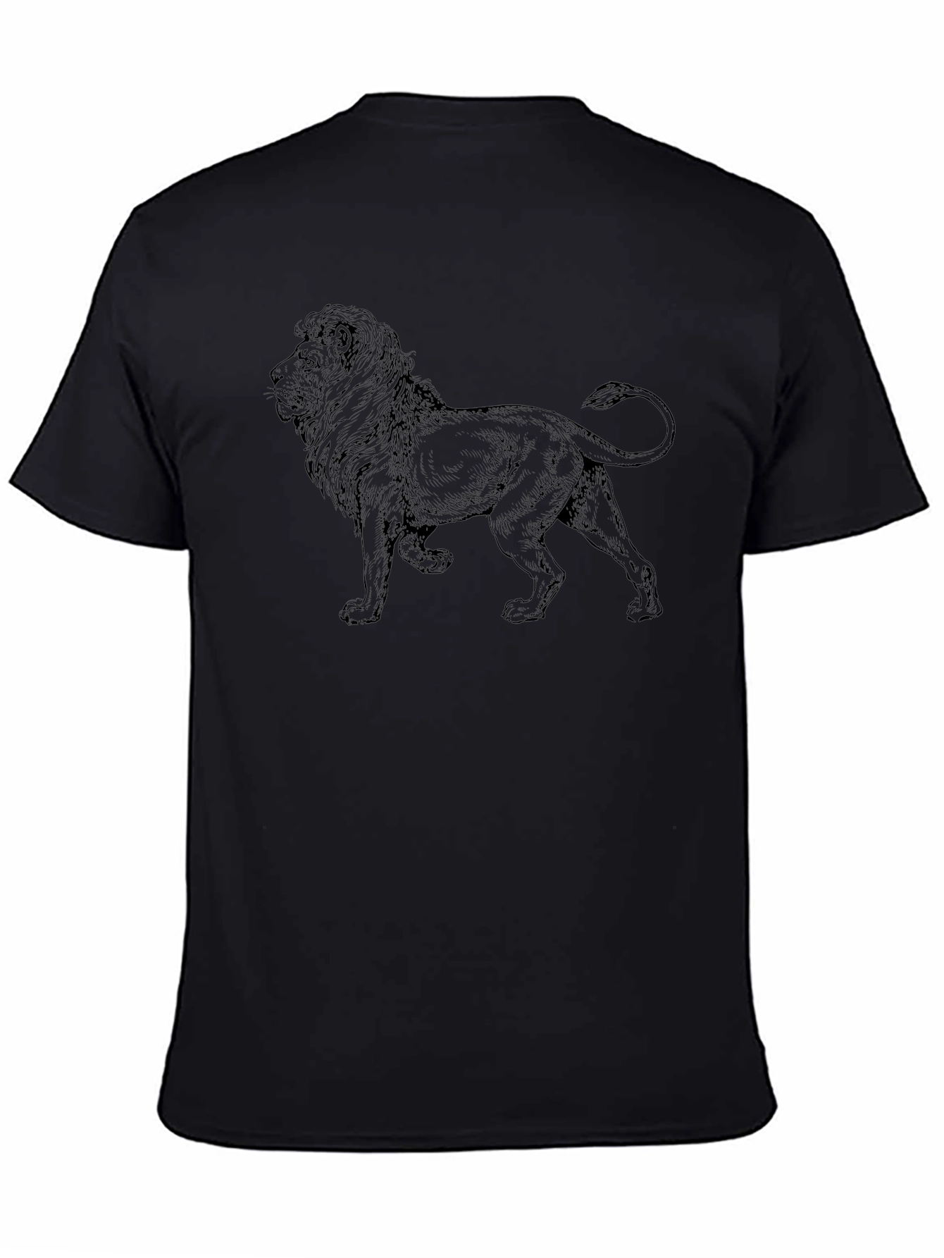 Lion Graphic Black T-Shirt for Men