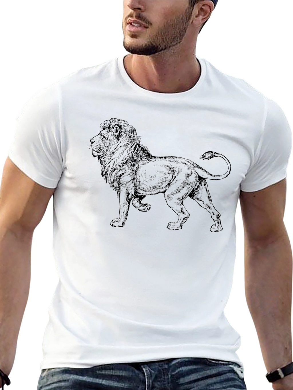 Lion Graphic Black T-Shirt for Men