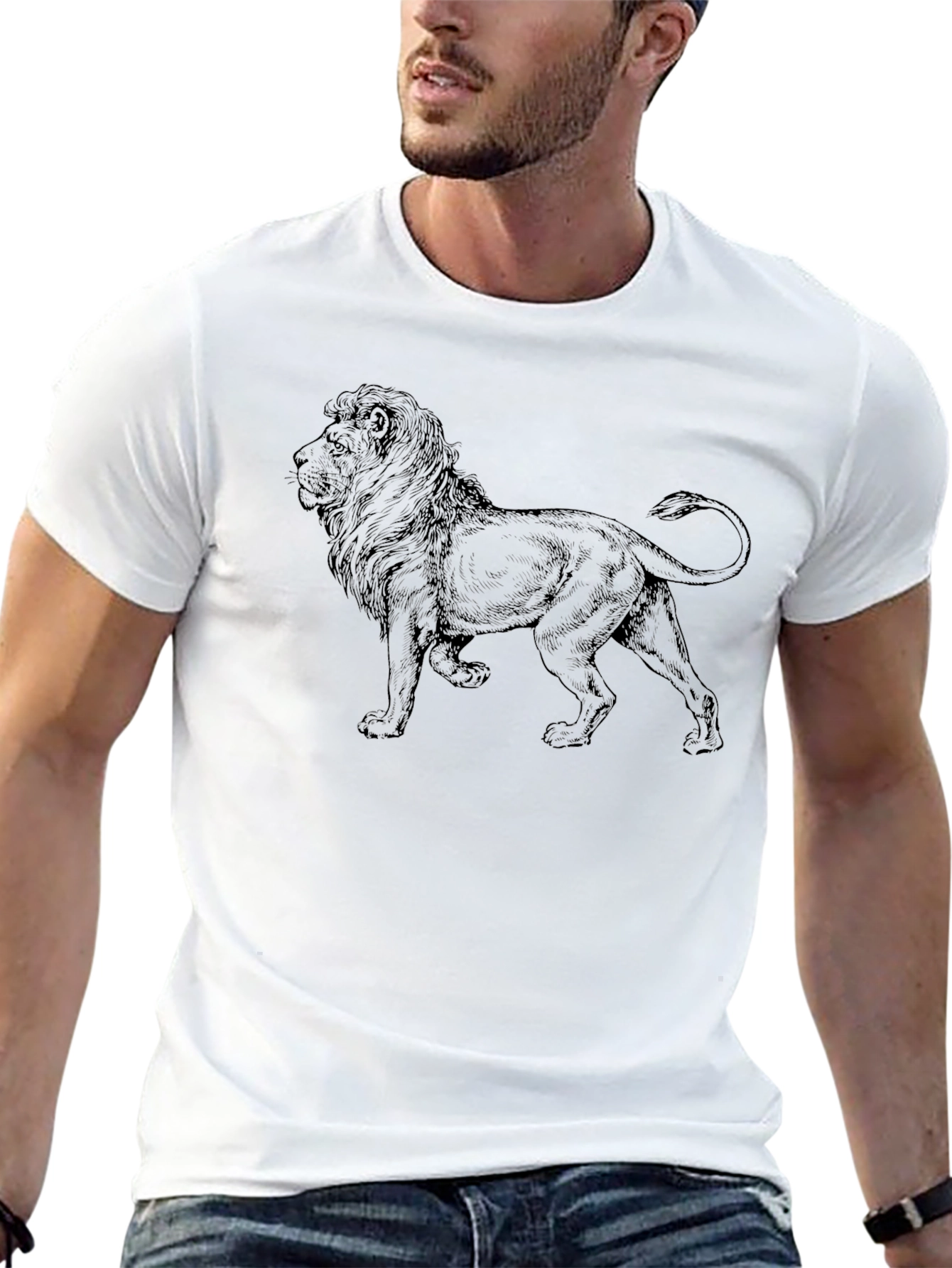 Lion Graphic Black T-Shirt for Men
