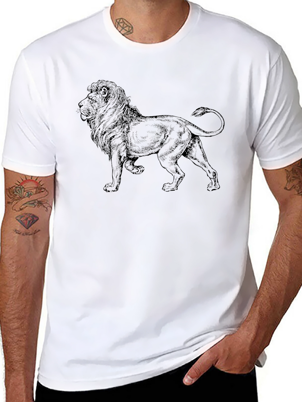 Lion Graphic Black T-Shirt for Men