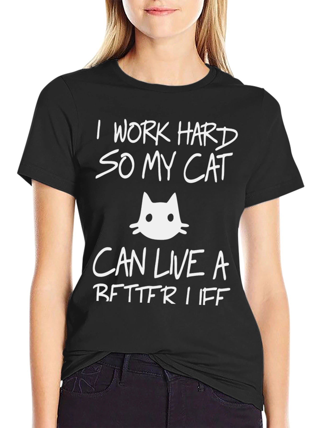 I Work Hard So My Cat Funny Graphic T-Shirt