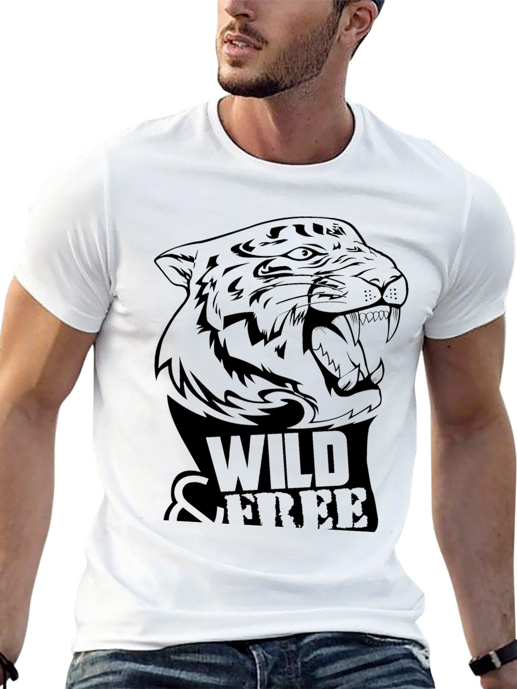 Wild & Free Tiger Graphic Tee - Black