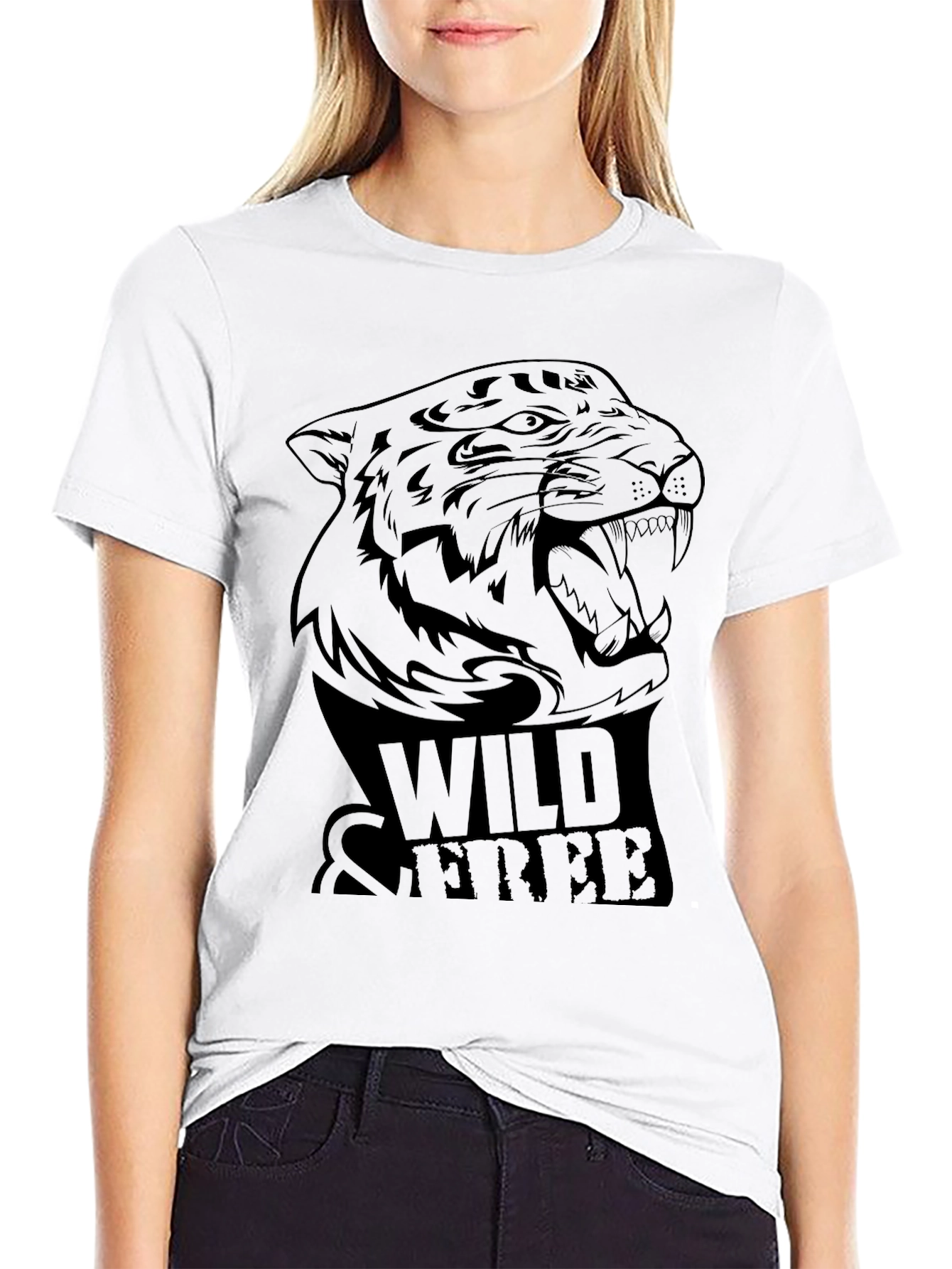 Wild & Free Tiger Graphic Tee - Black