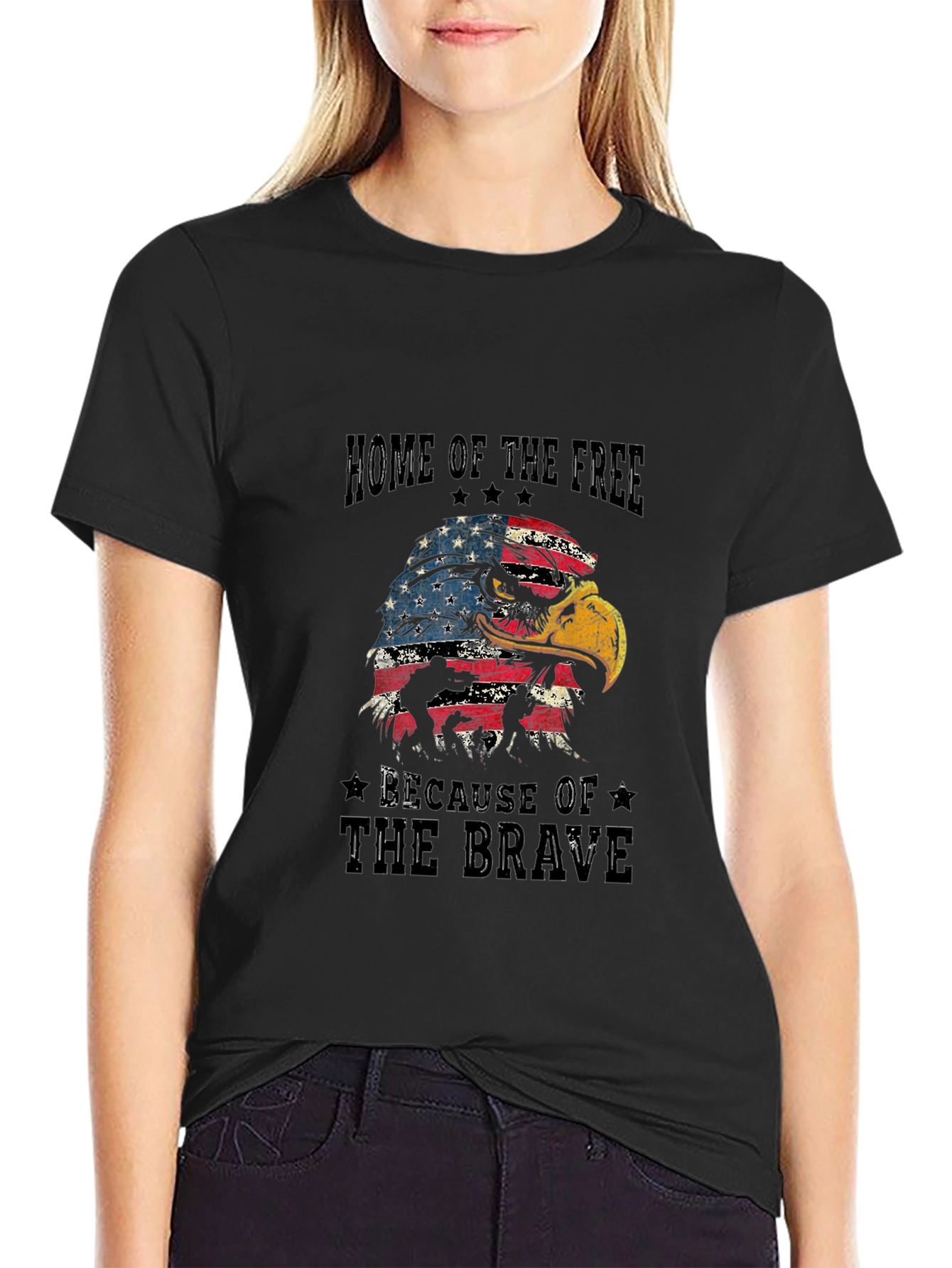 Patriotic Eagle T-Shirt - Home of the Free Because of the Brave