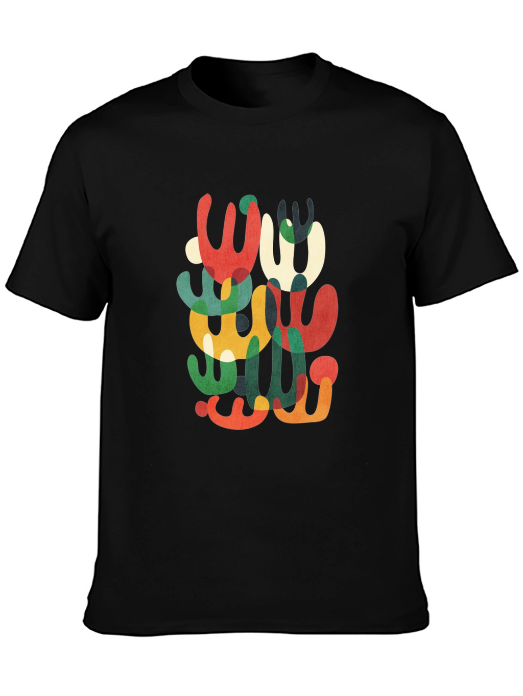 Abstract Modern Art Graphic Tee - Black