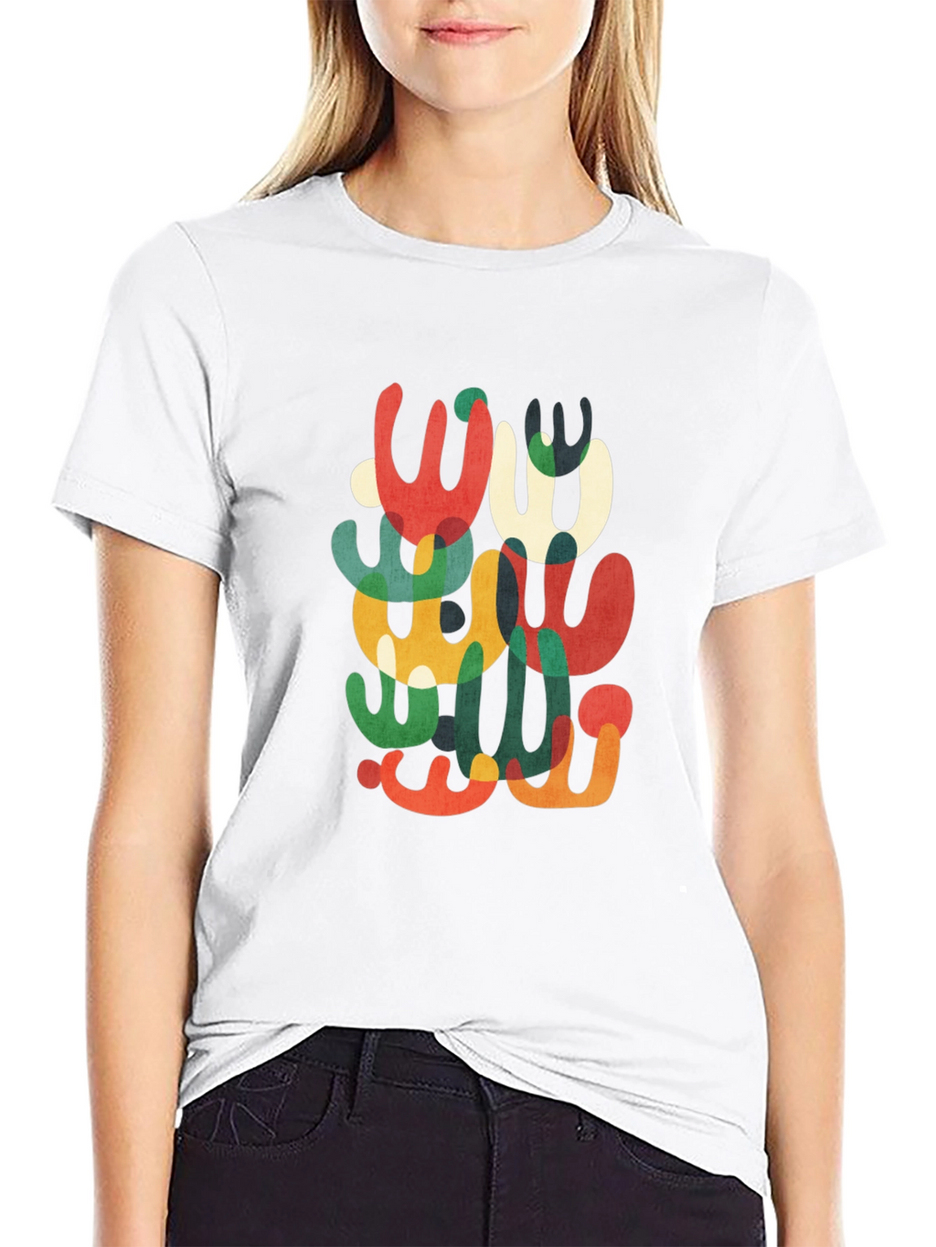 Abstract Modern Art Graphic Tee - Black