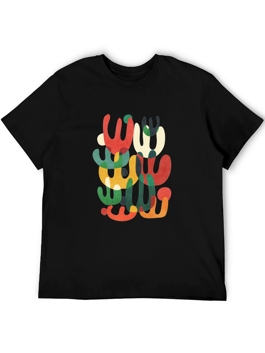 Abstract Modern Art Graphic Tee - Black