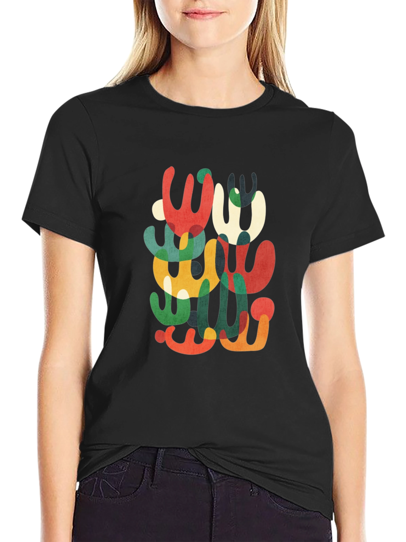 Abstract Modern Art Graphic Tee - Black