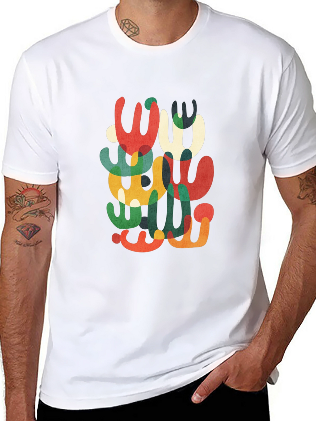 Abstract Modern Art Graphic Tee - Black