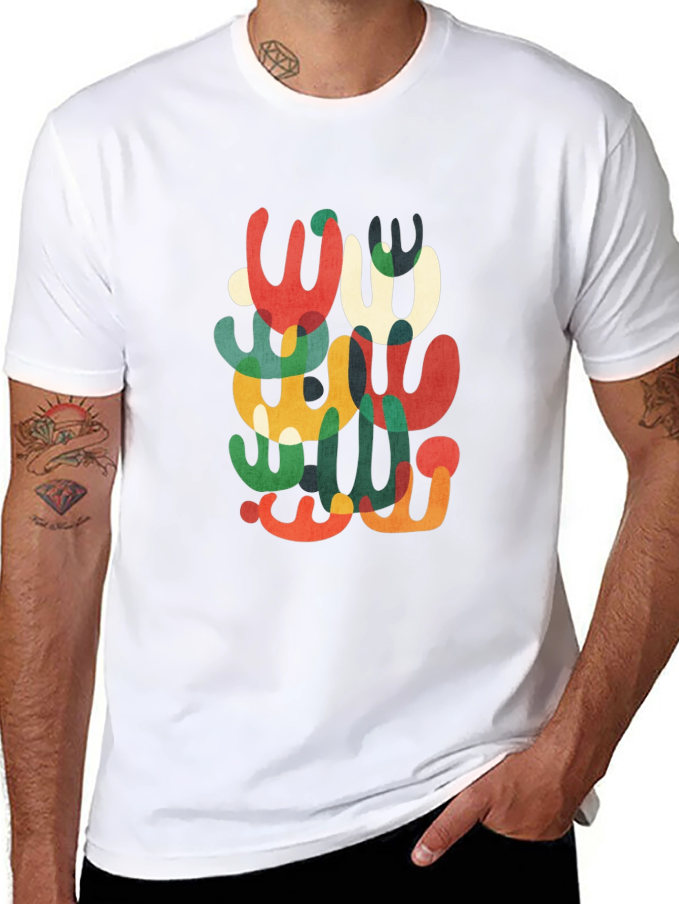 Abstract Modern Art Graphic Tee - Black