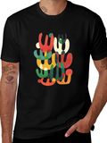 Abstract Modern Art Graphic Tee - Black