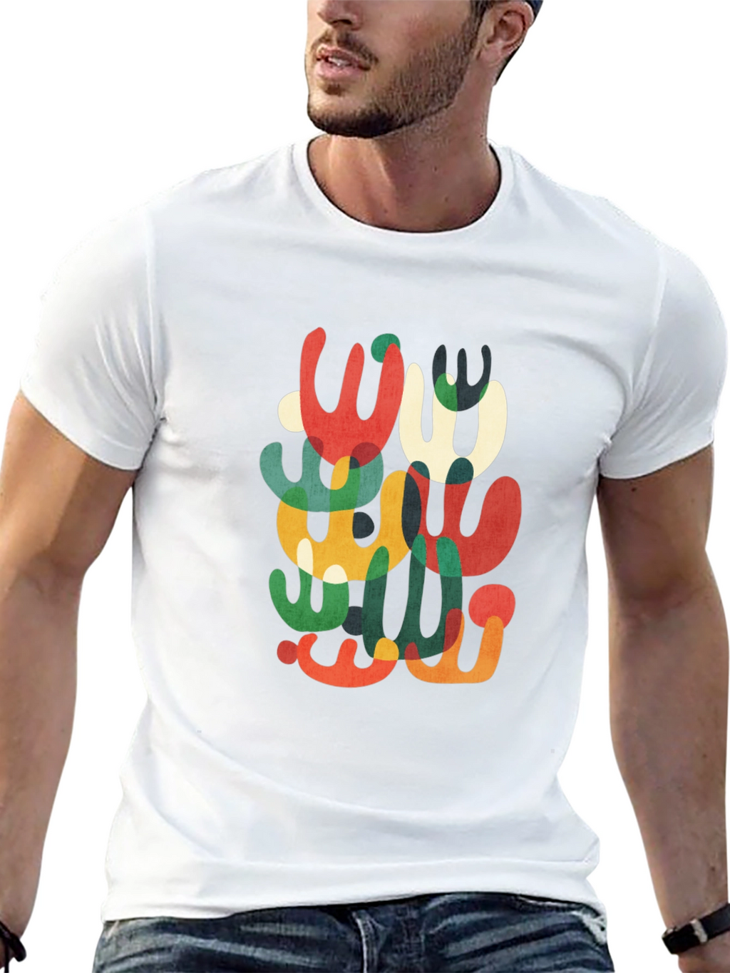 Abstract Modern Art Graphic Tee - Black