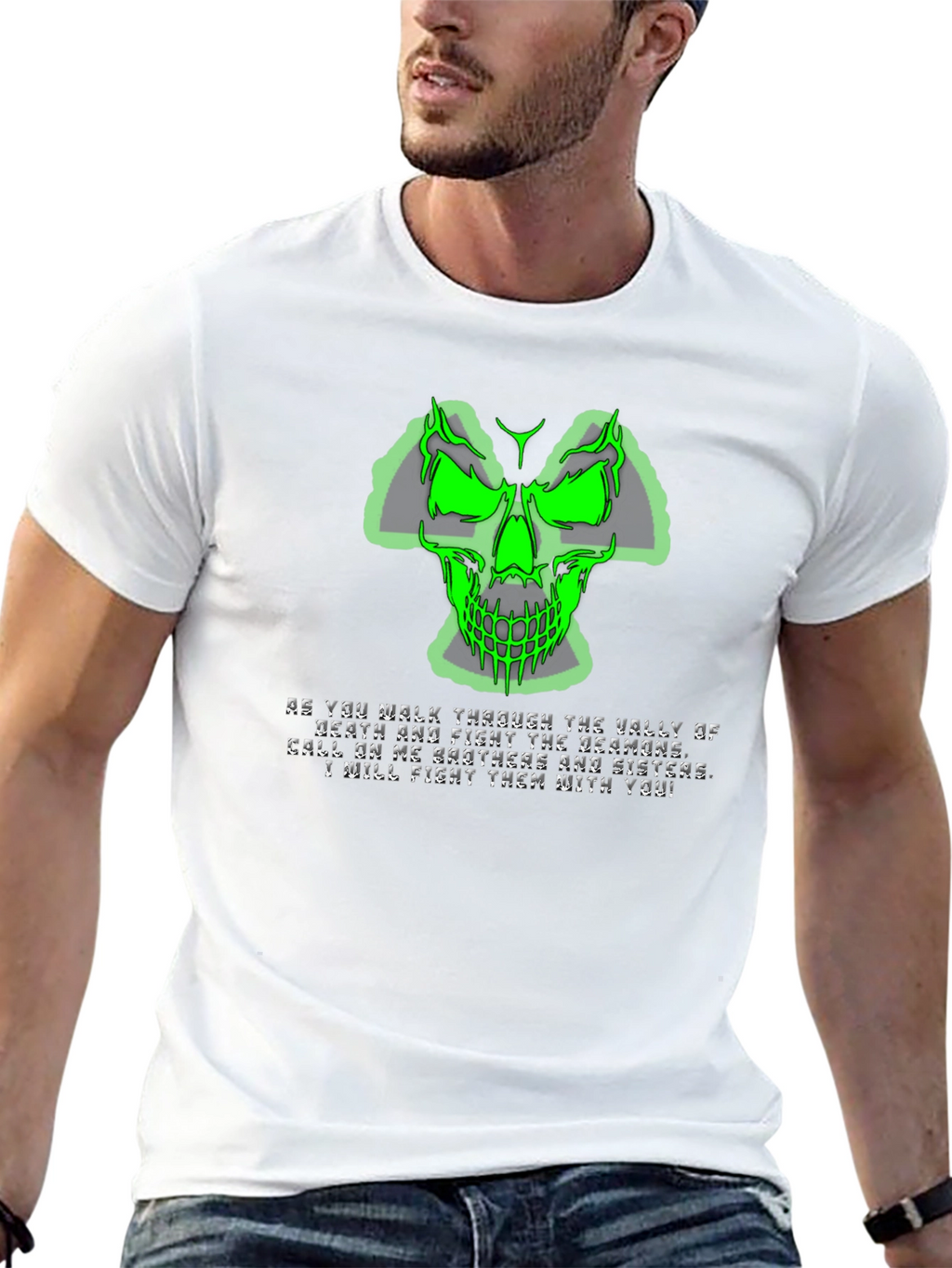 Green Skull Graphic T-Shirt - Mens Black Tee