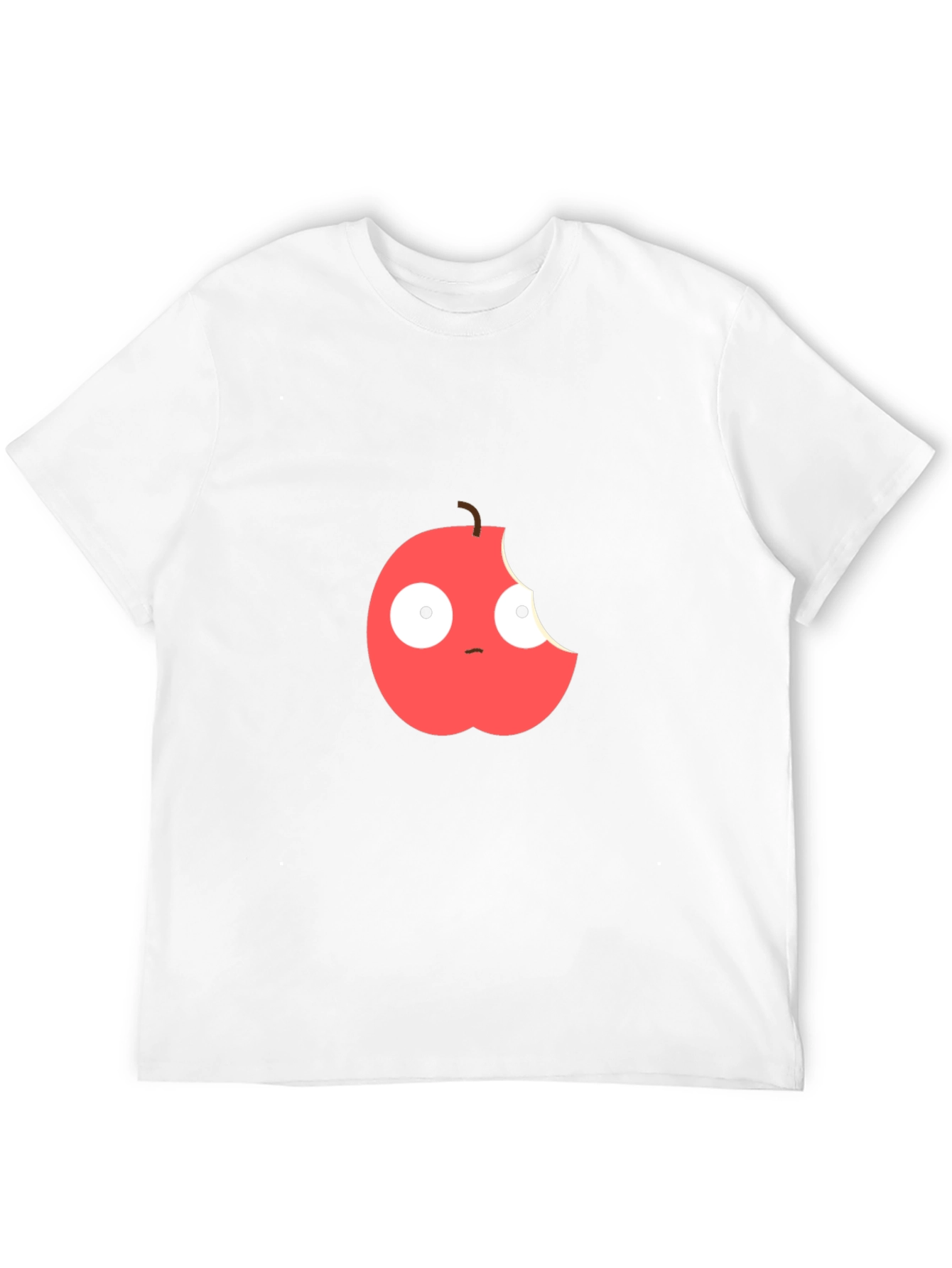 Funny Bitten Apple Graphic Black T-Shirt