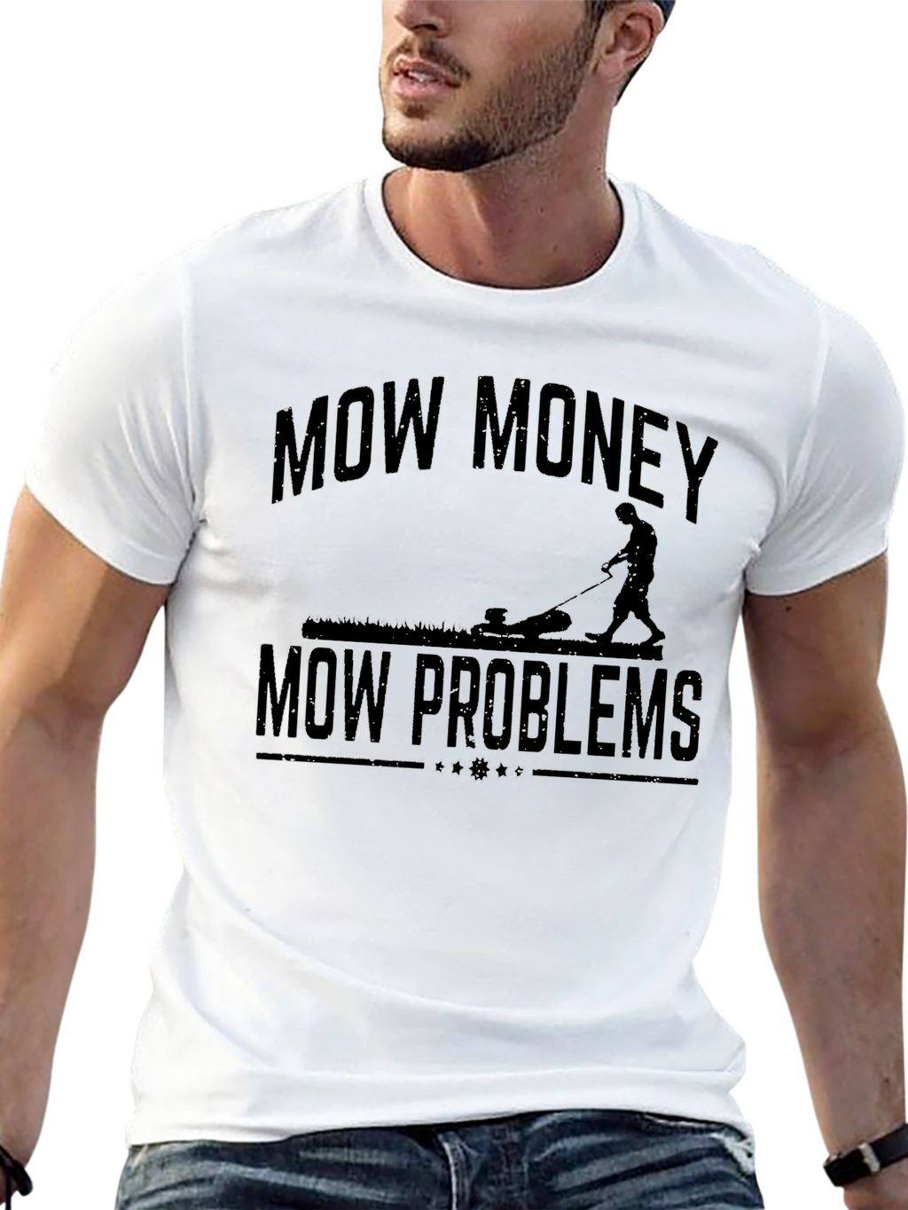 Mow Money Mow Problems Black Graphic Tee