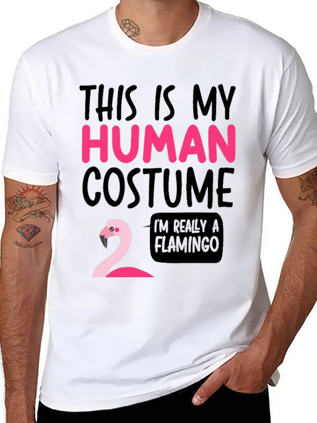 Funny Human Costume Flamingo T-Shirt