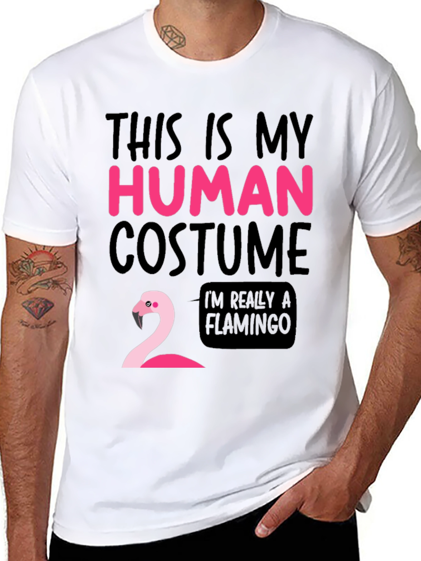 Funny Human Costume Flamingo T-Shirt
