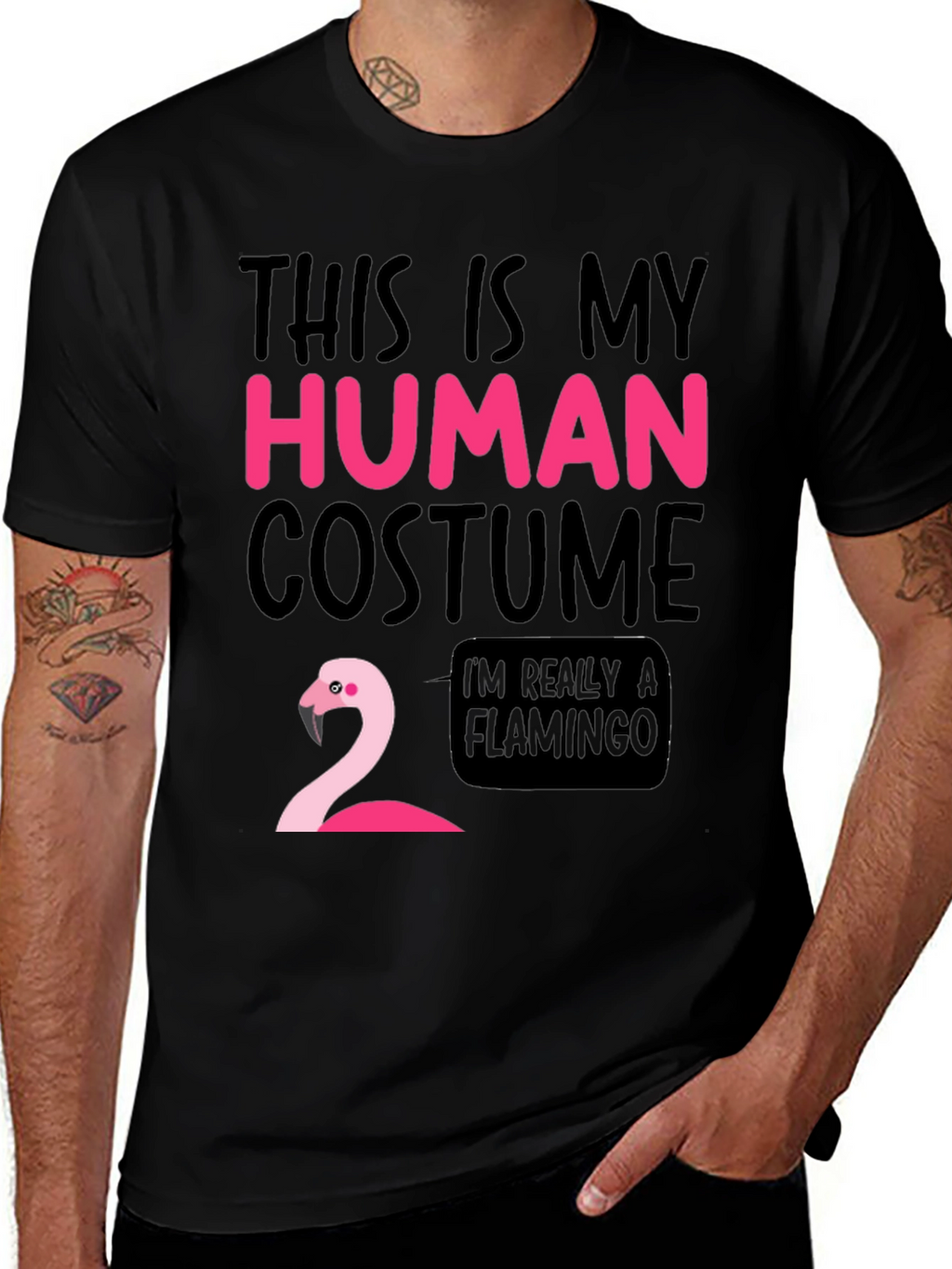 Funny Human Costume Flamingo T-Shirt