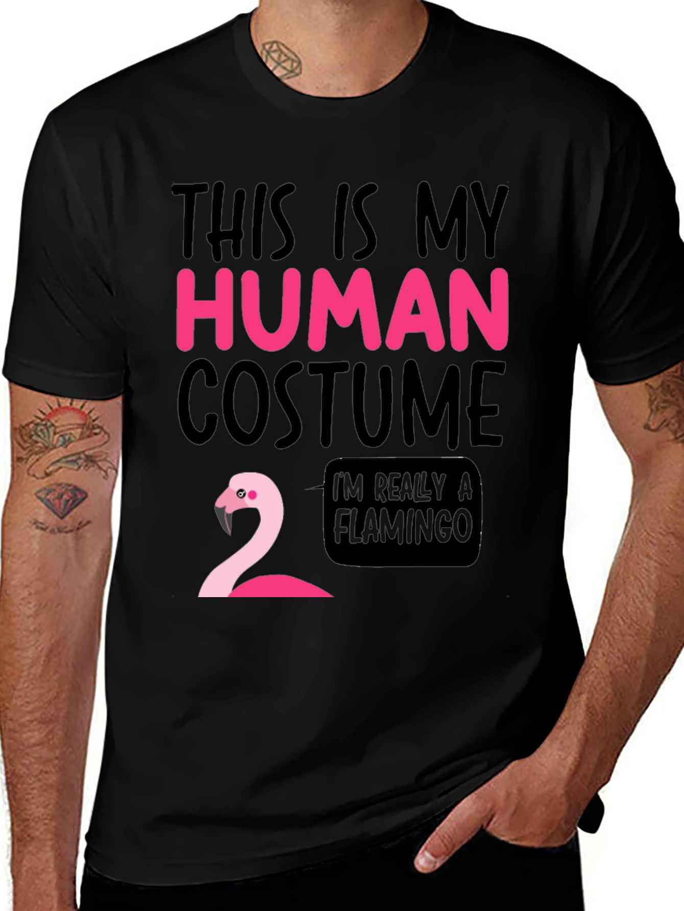 Funny Human Costume Flamingo T-Shirt