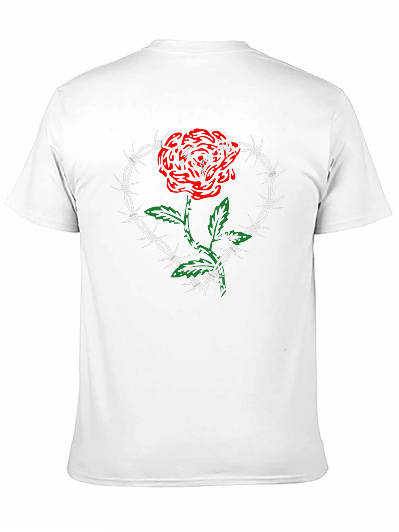 Barbed Wire Heart Rose Graphic T-Shirt - Black