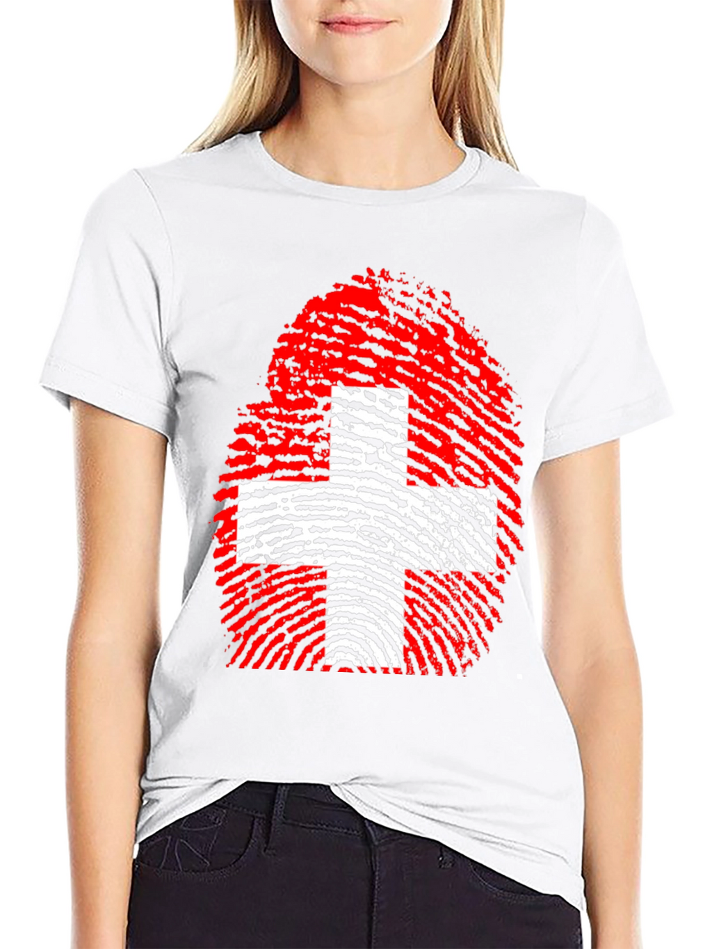 Swiss Flag Fingerprint Graphic T-Shirt
