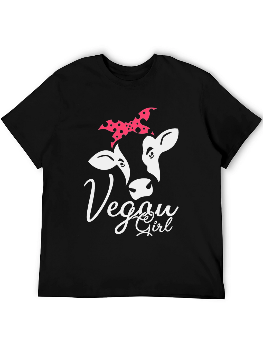 Vegan Girl Cow Graphic T-Shirt - Black