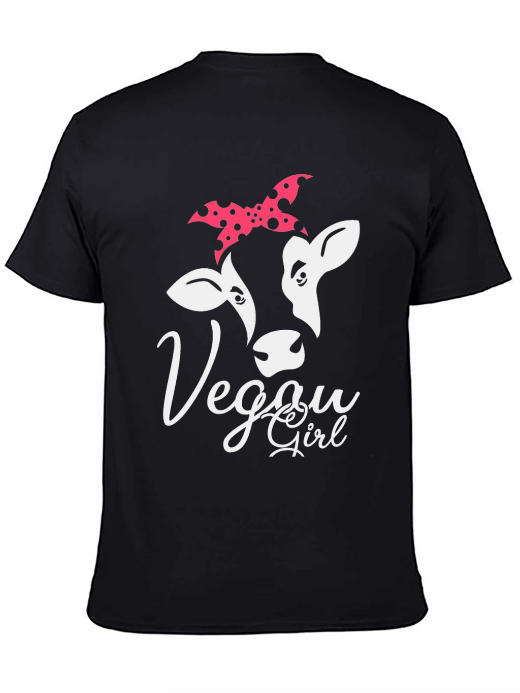 Vegan Girl Cow Graphic T-Shirt - Black