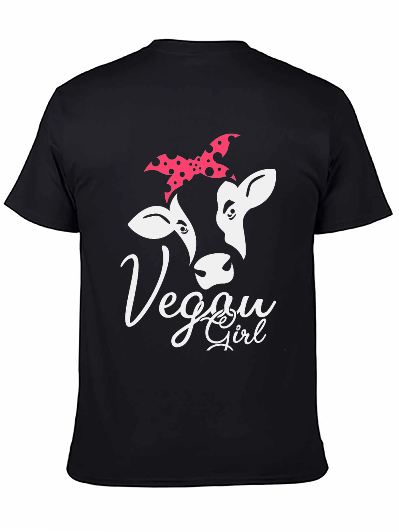 Vegan Girl Cow Graphic T-Shirt - Black