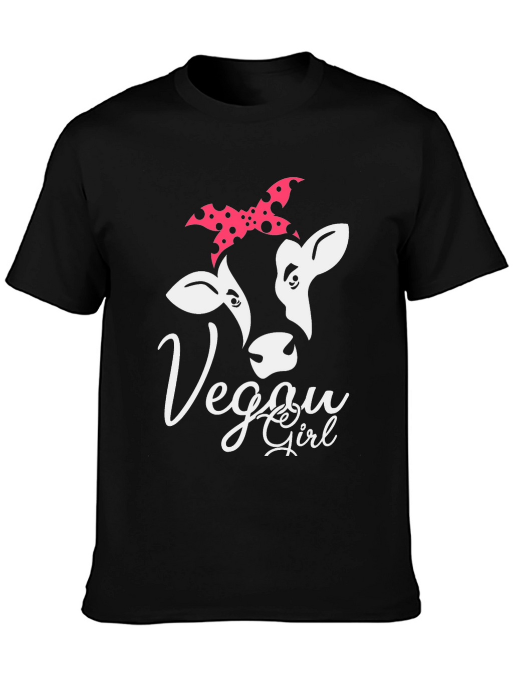 Vegan Girl Cow Graphic T-Shirt - Black