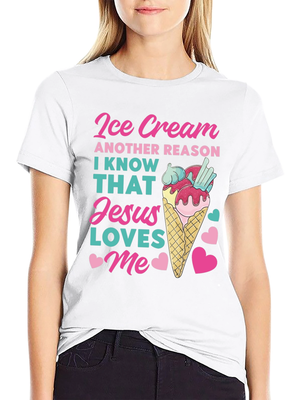 Ice Cream Jesus Loves Me Graphic T-Shirt