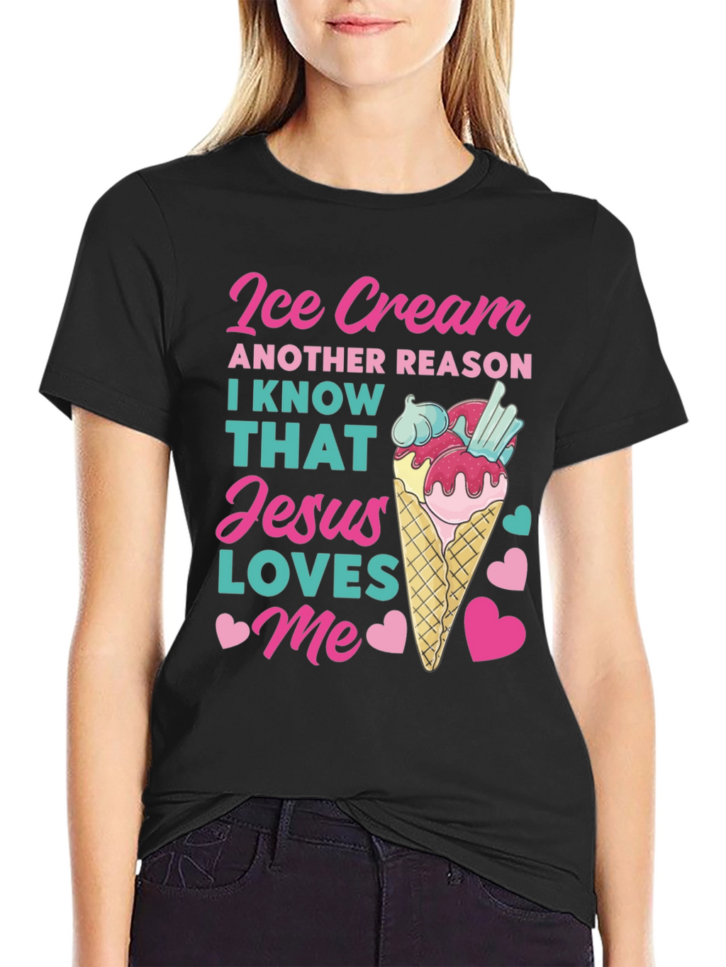 Ice Cream Jesus Loves Me Graphic T-Shirt