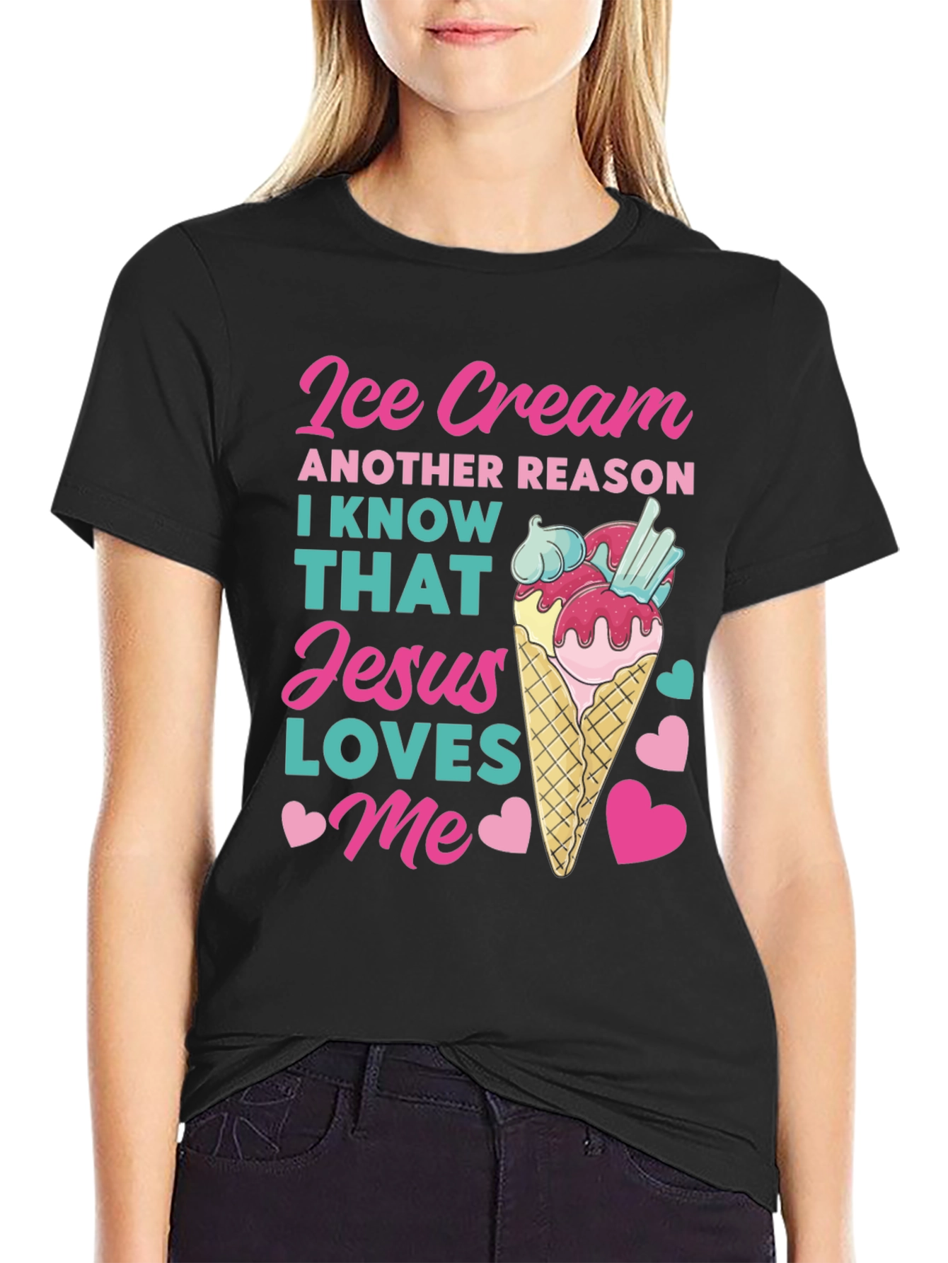 Ice Cream Jesus Loves Me Graphic T-Shirt