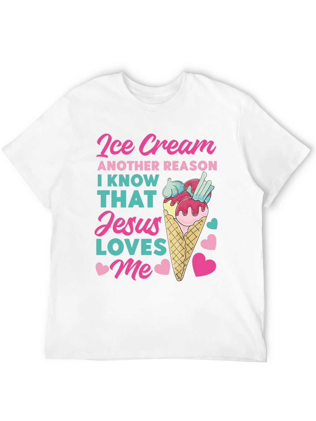 Ice Cream Jesus Loves Me Graphic T-Shirt