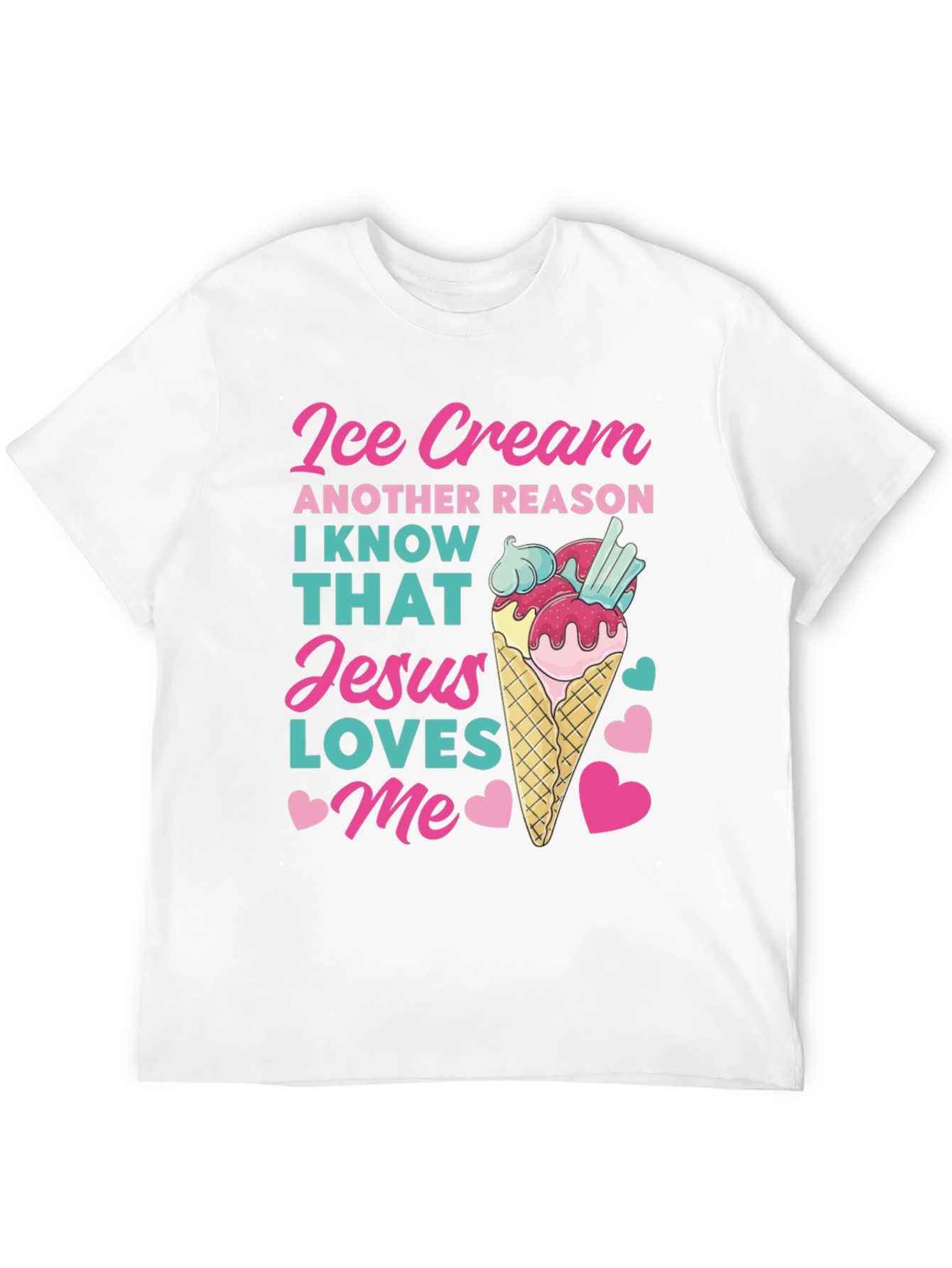 Ice Cream Jesus Loves Me Graphic T-Shirt