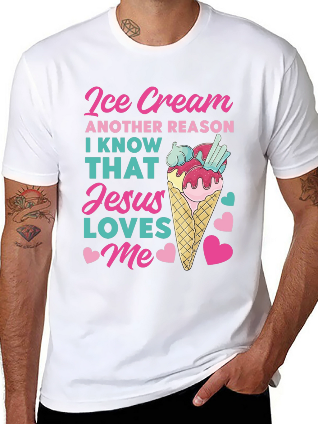 Ice Cream Jesus Loves Me Graphic T-Shirt