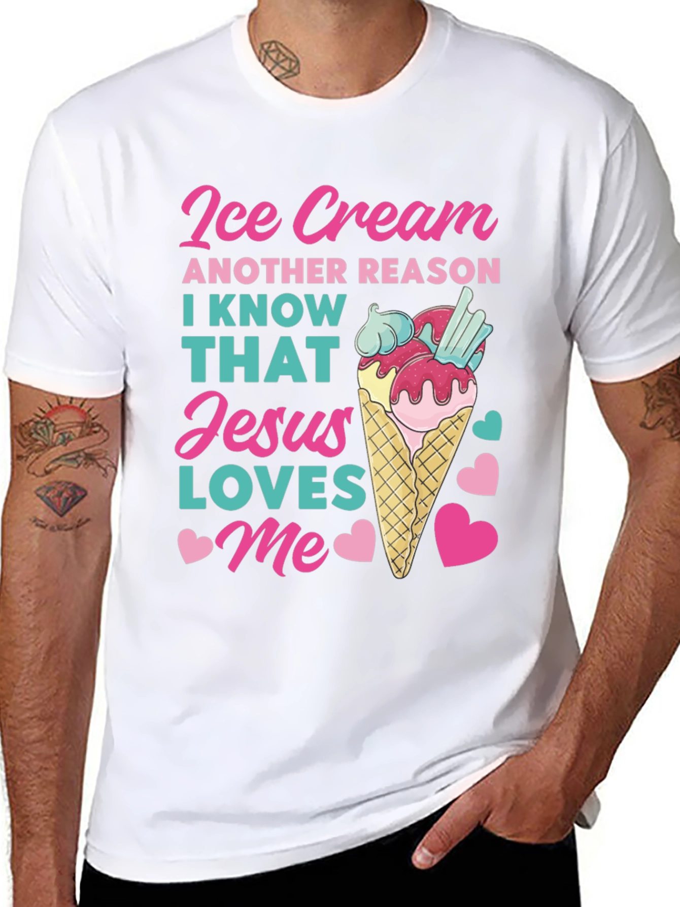 Ice Cream Jesus Loves Me Graphic T-Shirt
