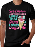 Ice Cream Jesus Loves Me Graphic T-Shirt