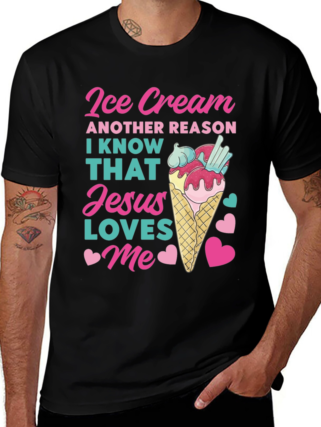 Ice Cream Jesus Loves Me Graphic T-Shirt